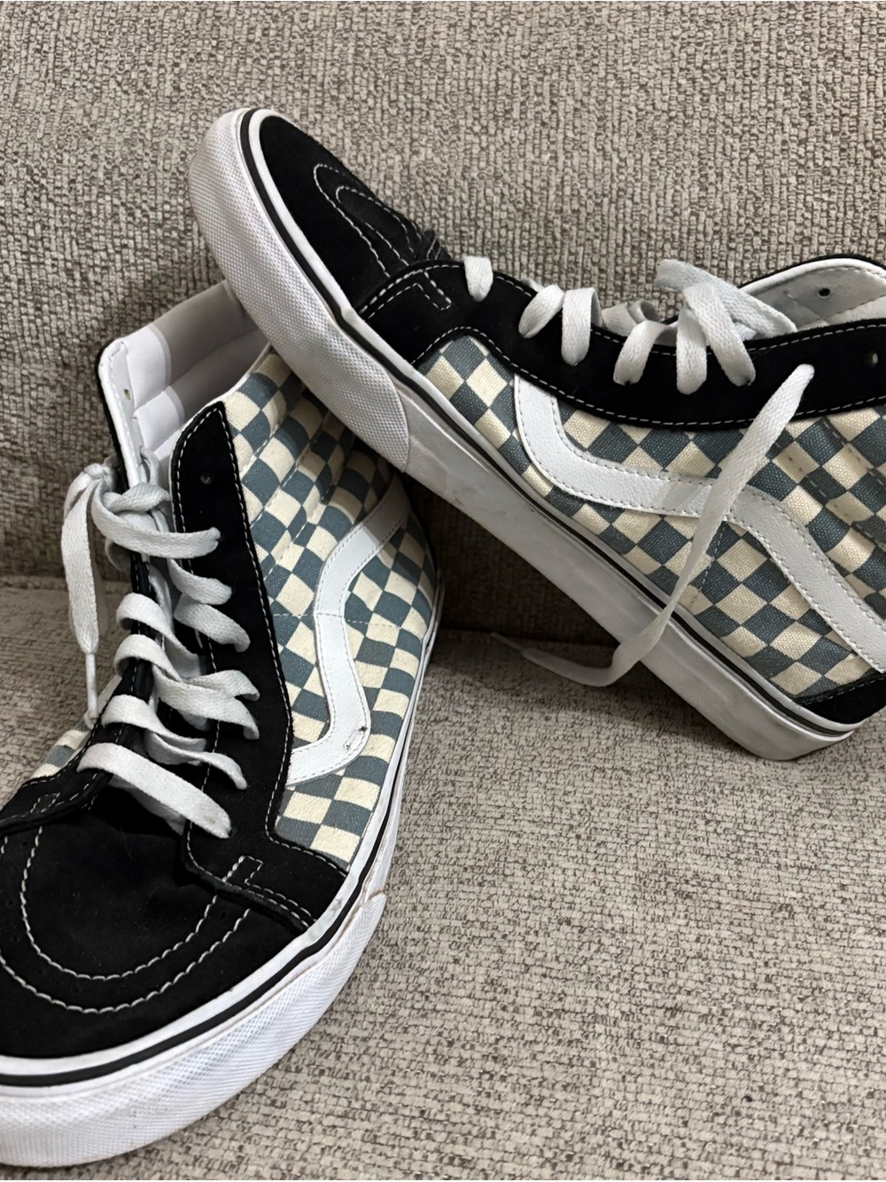 Vans Black & White Checkerboard High-Top Sneakers